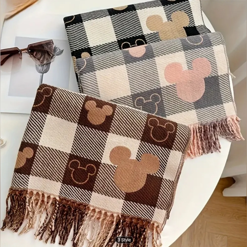 Adorable super soft Mickey Mouse scarves, 13" x 78". **brown & pink available - Picture 2 of 7